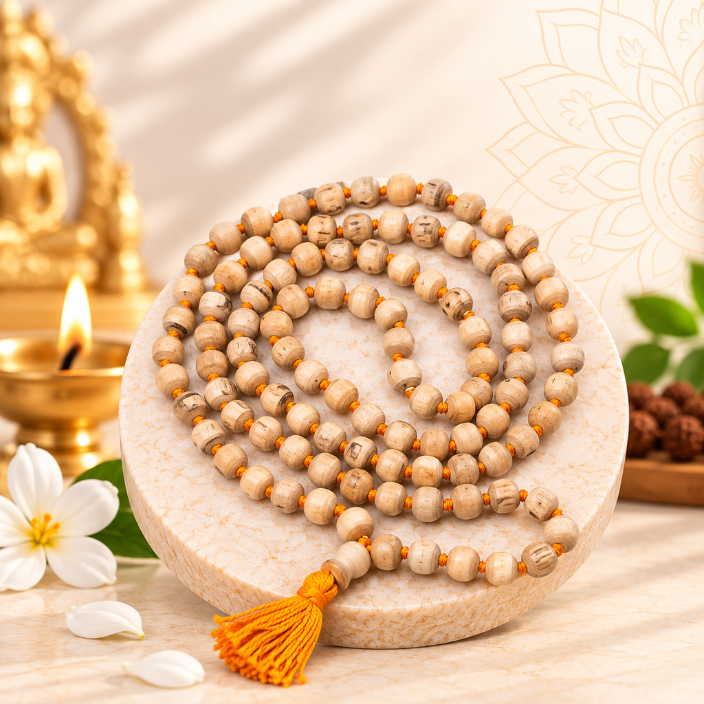 Tulsi Mala 8mm | Sacred Tulsi Beads for Daily Japa, Mantra Chanting & Spiritual Wear