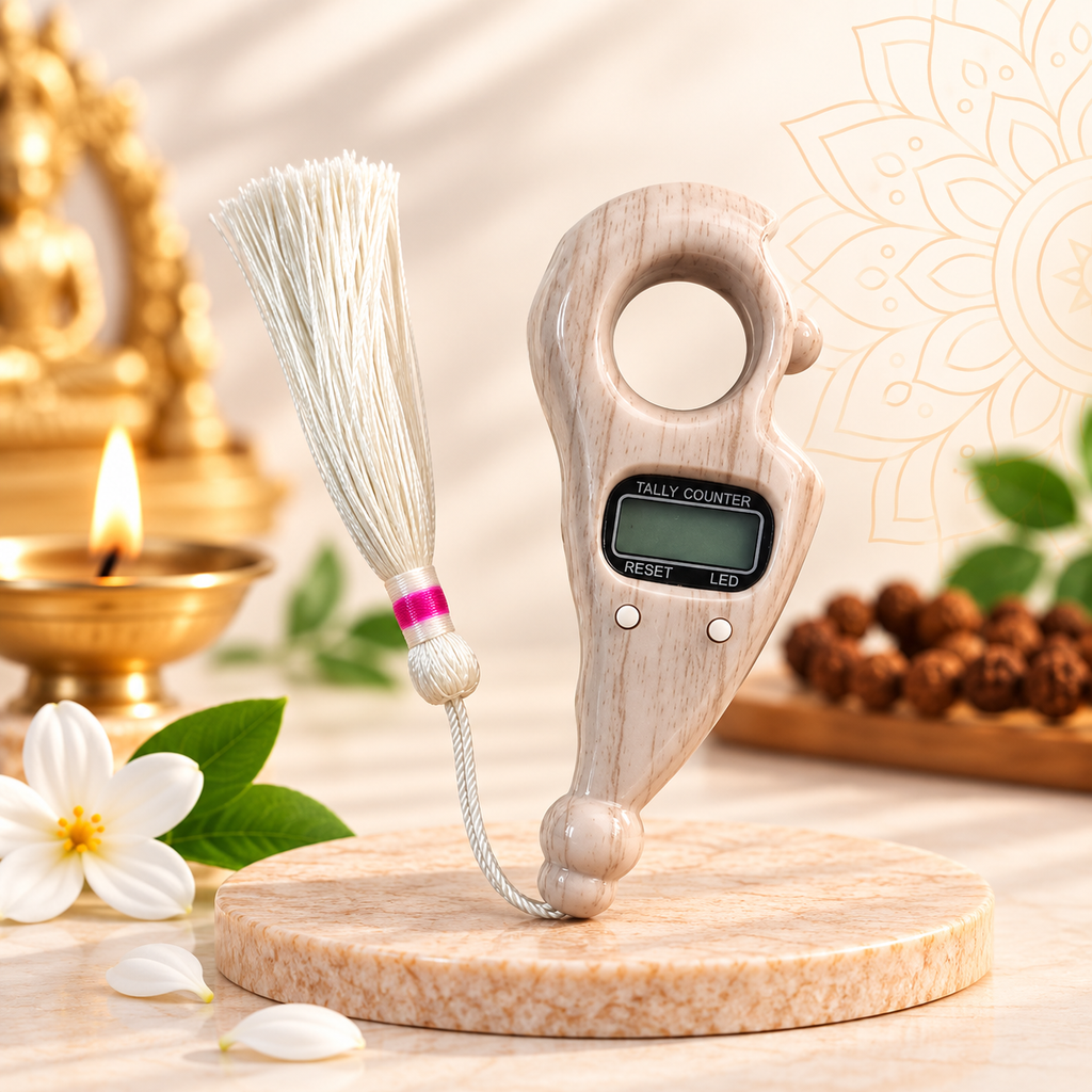 Digital Jap & Mantra Counter | Daily Sadhana, Mantra Chanting & Mala Counting with Red Mauli Thread